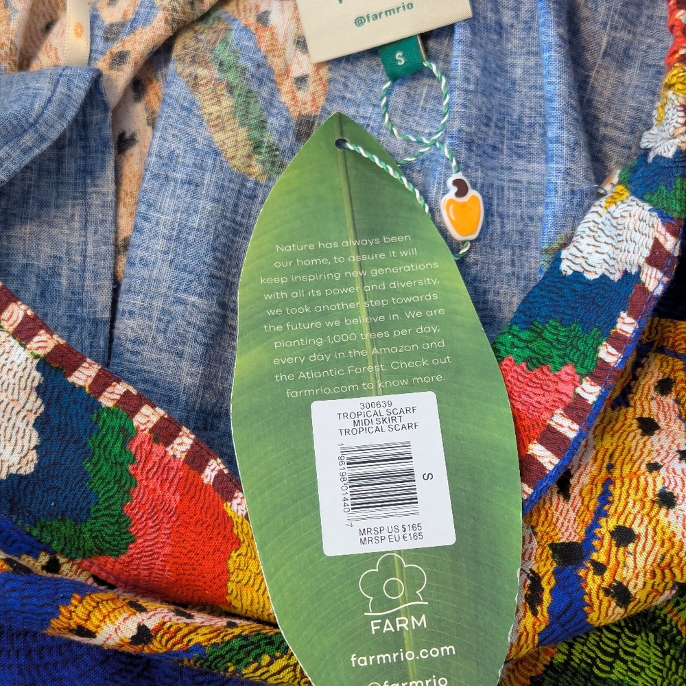 FARM Rio Blue Tropical-Print Midi Skirt - Picture 8 of 9